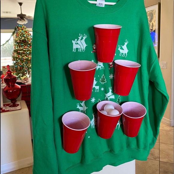 Gildan Other - LG Ugly Christmas Sweater- Beer Pong, Worn Once